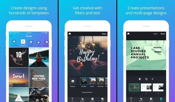 Canva Designing Tool Mobile Interface
