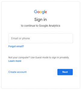 Sign in to Google Analytics